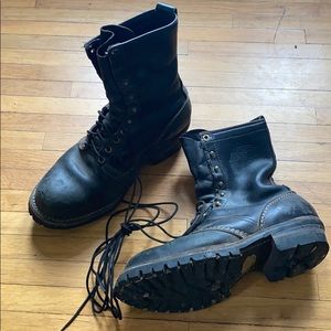 Men’s roper boots leather lace up black 9EE